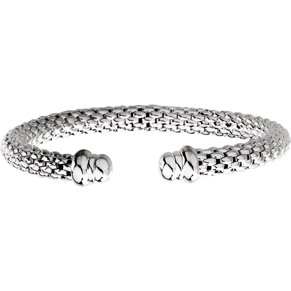 Jewelryweb Sterling Silver Hollow Bangle Bracelet 7.5 Inch