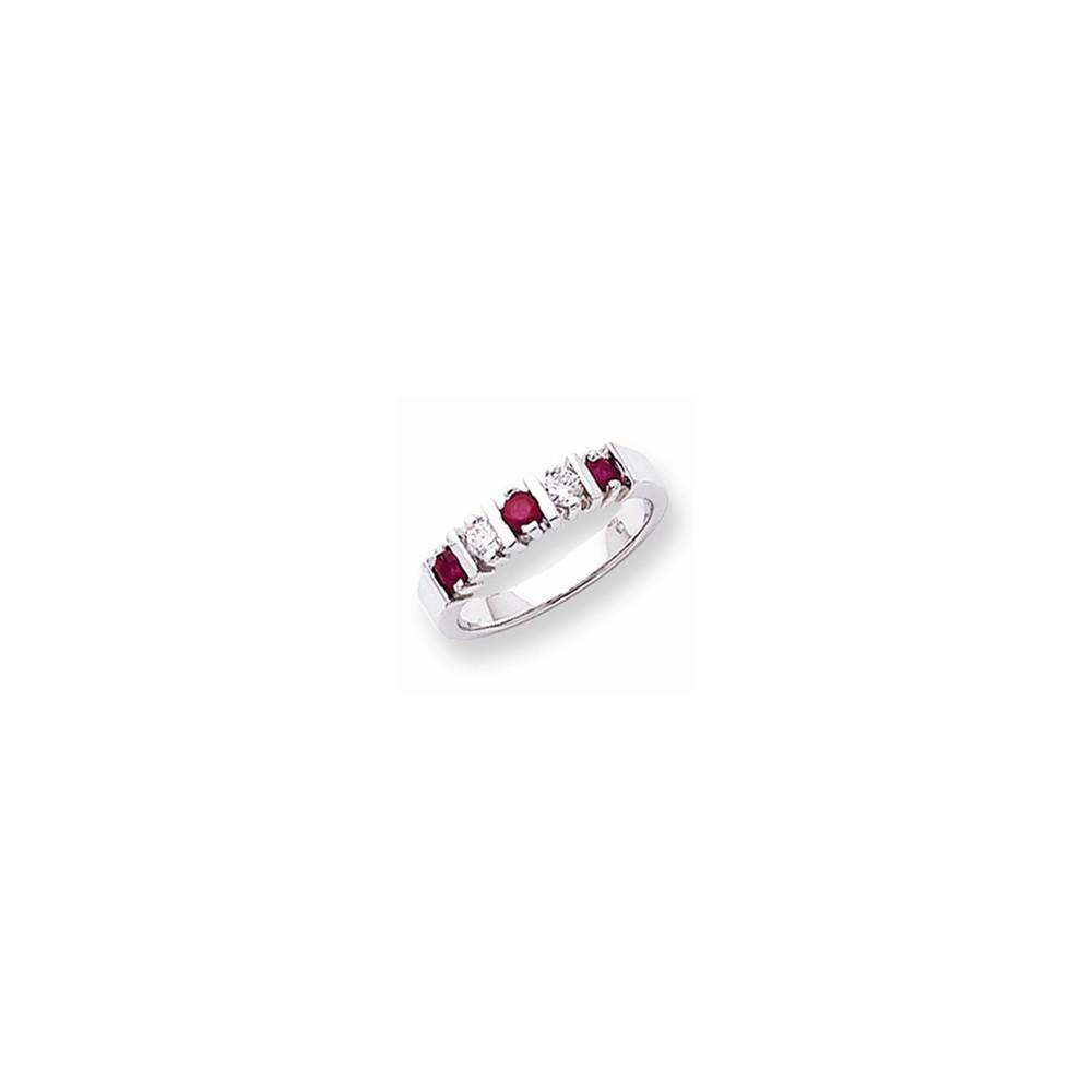 Jewelryweb 14k White Gold Ruby Diamond Anniversary Ring