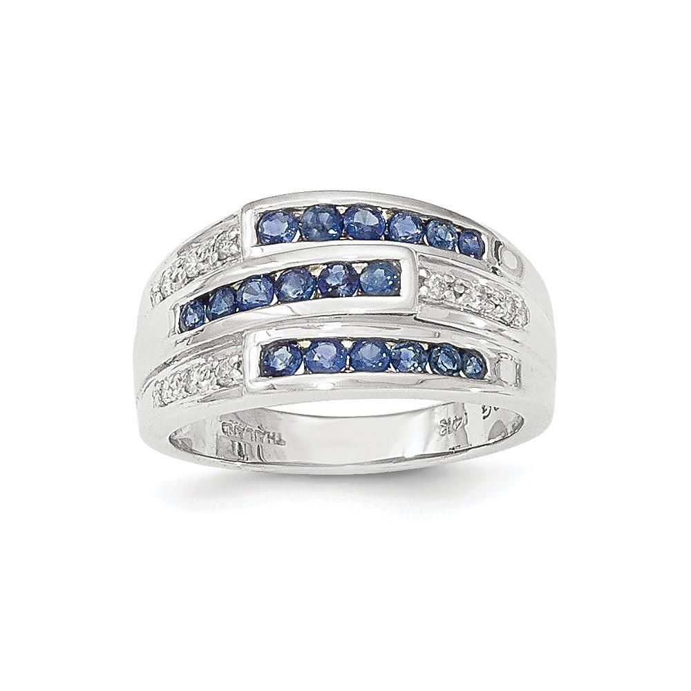 Jewelryweb 14k White Gold Sapphire Diamond Ring