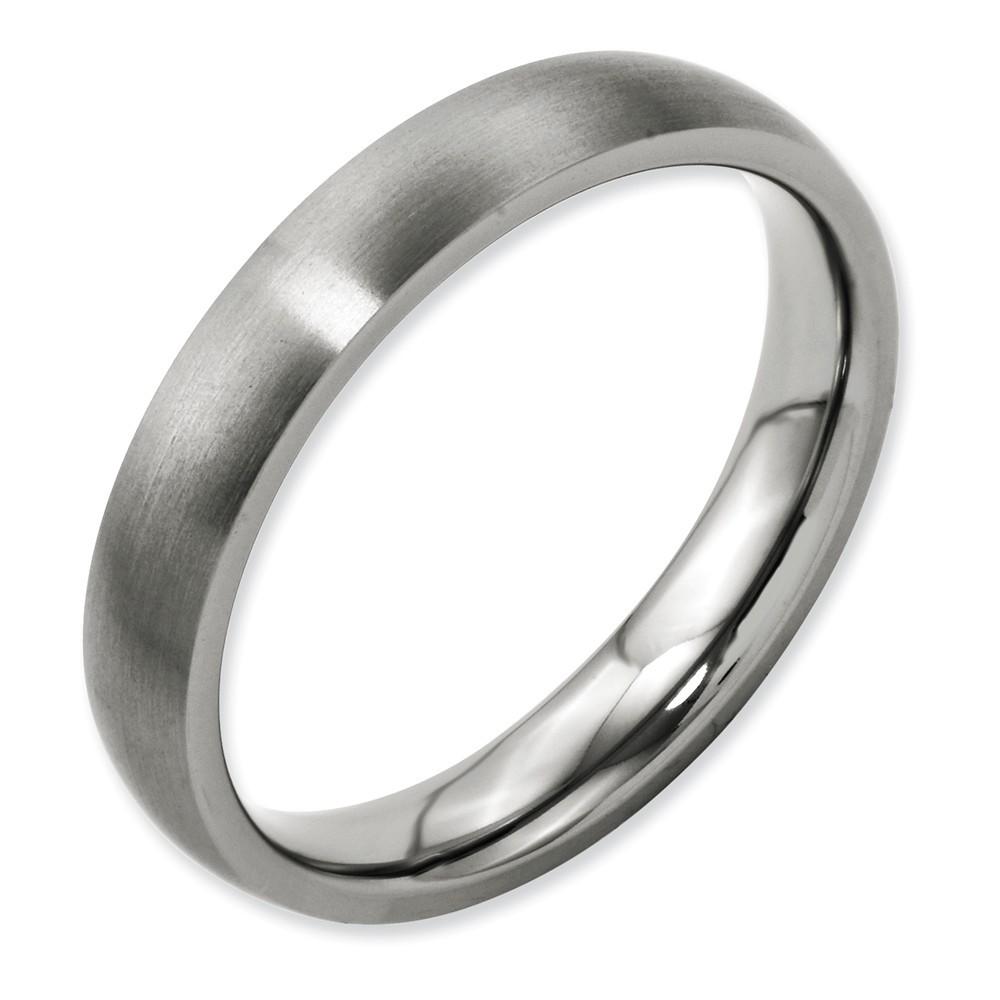 Jewelryweb Titanium 4mm Brushed Band Ring - Size 6.5