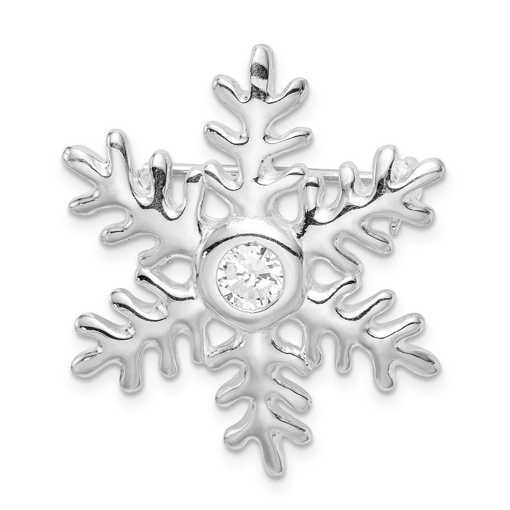 Jewelryweb Sterling Silver Cubic Zirconia Snowflake Pin and Pendant