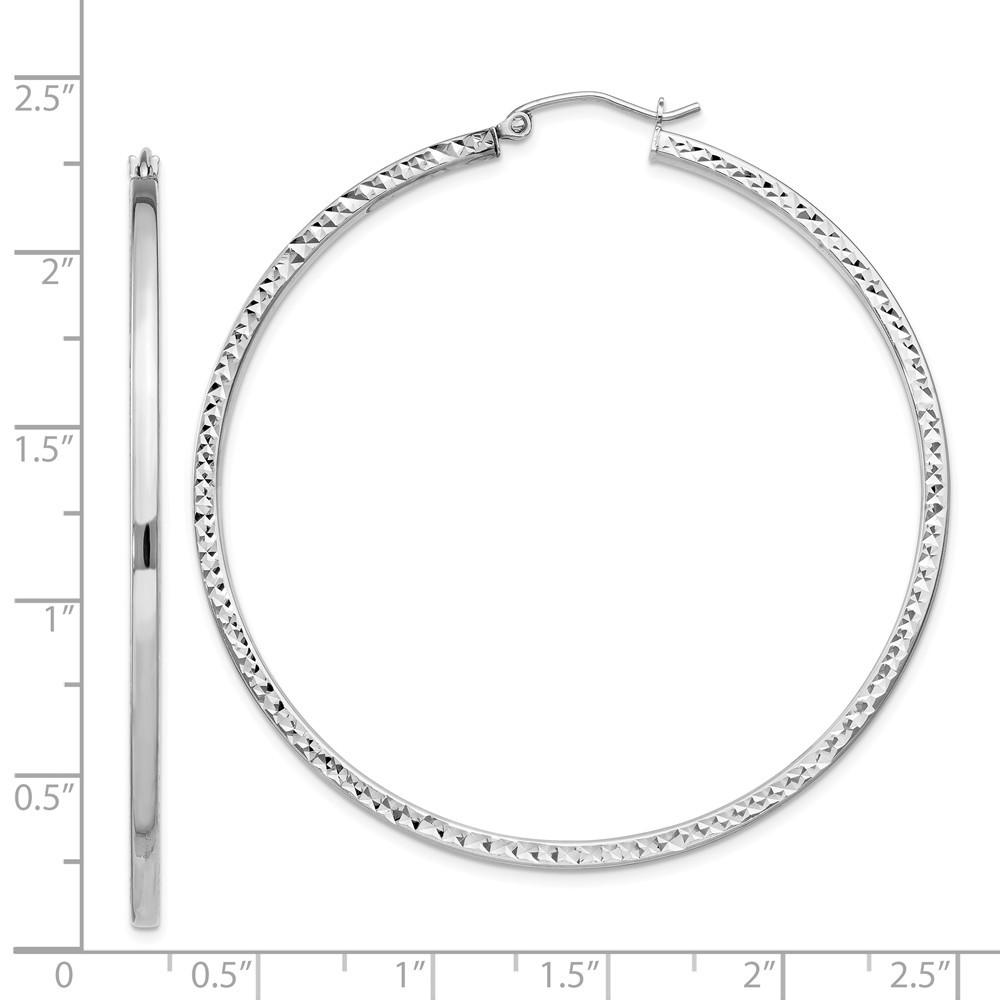 Jewelryweb Sterling Silver Sparkle-Cut 2x55mm Square Tube Hoop Earrings - Measures 55x55mm Wide 2mm Thick