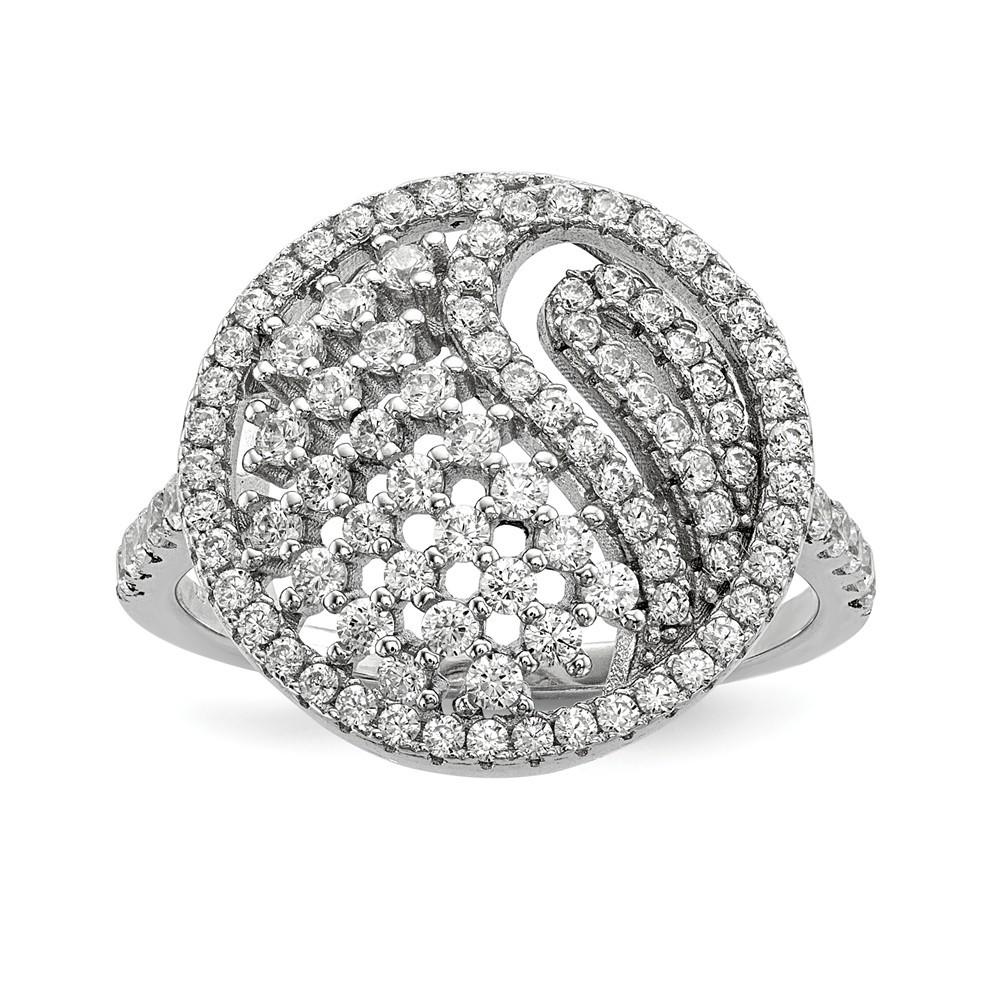 Jewelryweb Sterling Silver Rhodium-plated Cubic Zirconia Ring - Size 7
