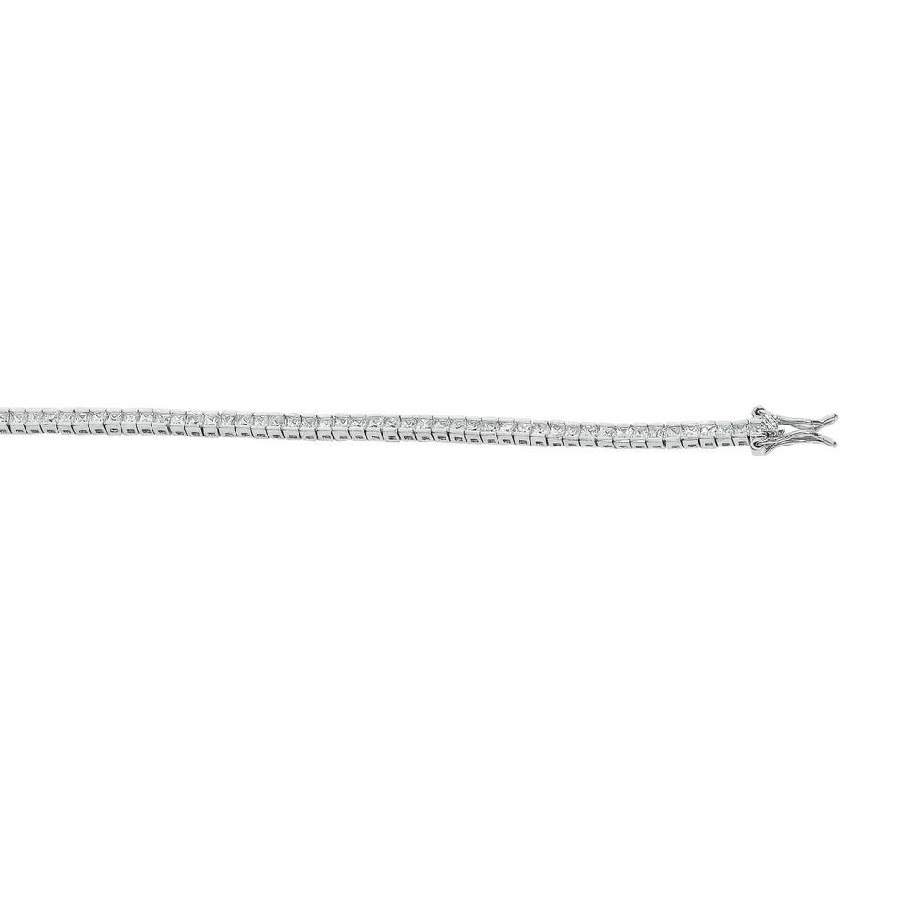 Jewelryweb Sterling Silver Rhodium Plated 7.25 Inch Cubic Zirconia Bracelet