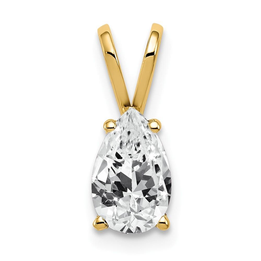Jewelryweb 14k Yellow Gold 8x5mm Pear Cubic Zirconia Pendant - Measures 13x5mm