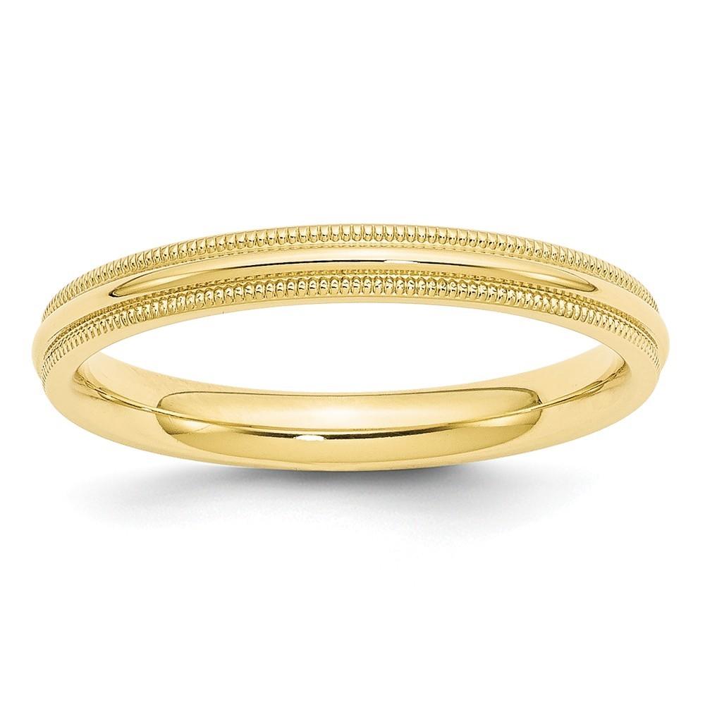 Jewelryweb 10k Yellow Gold 3mm Milgrain Comfort Fit Band Size 4 Ring