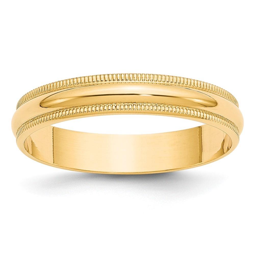 Jewelryweb 14k Yellow Gold 4mm Ltw Milgrain Half Round Band Size 10.5 Ring