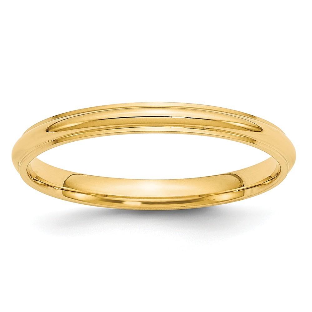 Jewelryweb 14k Yellow Gold 2.5mm Half Round With Edge Band Size 14 Ring