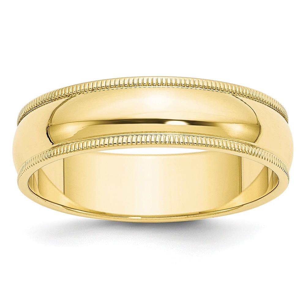 Jewelryweb 10k Yellow Gold 6mm Milgrain Half Round Band Size 14 Ring