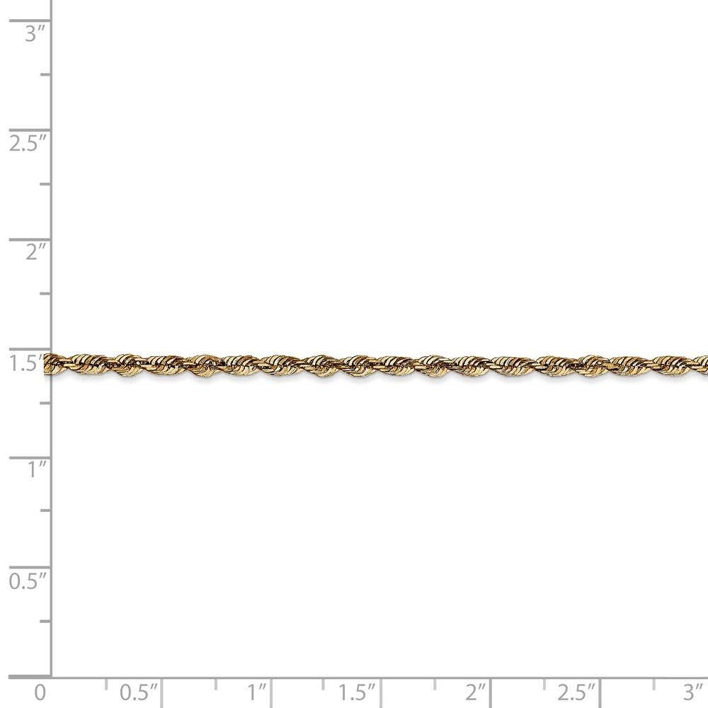 Jewelryweb 14k Yellow Gold 2.5mm Sparkle-Cut Extra-light Rope Chain Bracelet - 8 Inch