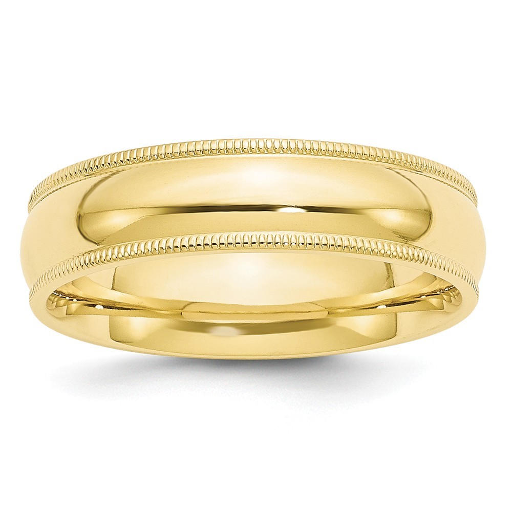 Jewelryweb 10k Yellow Gold 6mm Milgrain Comfort Fit Band Size 7 Ring