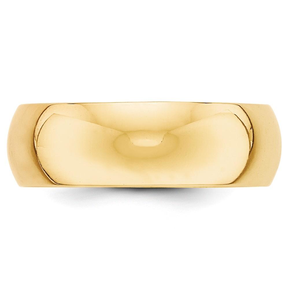Jewelryweb 14k Yellow Gold 7mm Half-Round Wedding Band Ring - Size 11