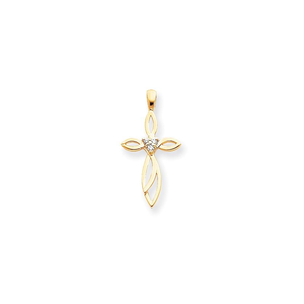 Jewelryweb 14k Diamond Cross Pendant