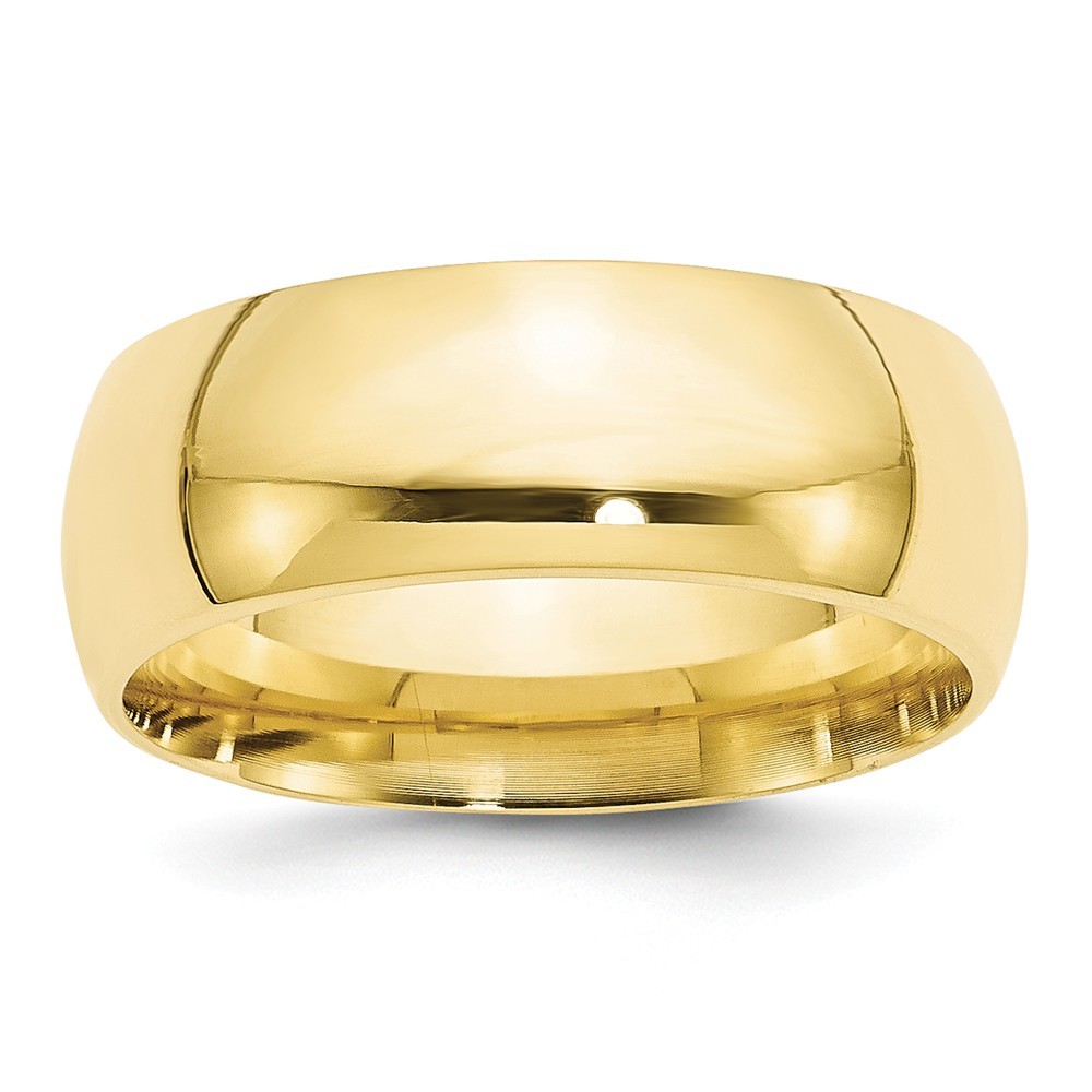 Jewelryweb 10k Yellow Gold 8mm Standard Comfort Fit Band Size 5 Ring