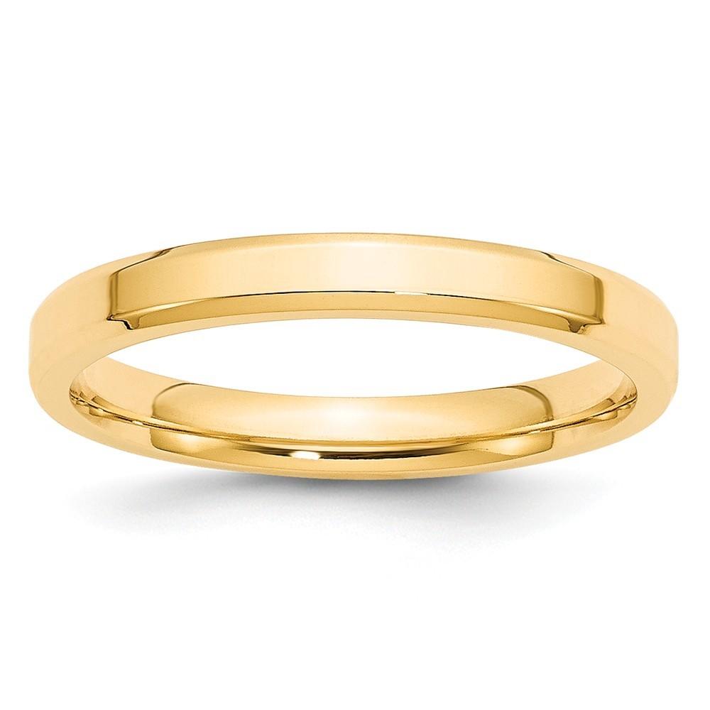 Jewelryweb 14k Yellow Gold 3mm Bevel Edge Comfort Fit Band Size 11.5 Ring