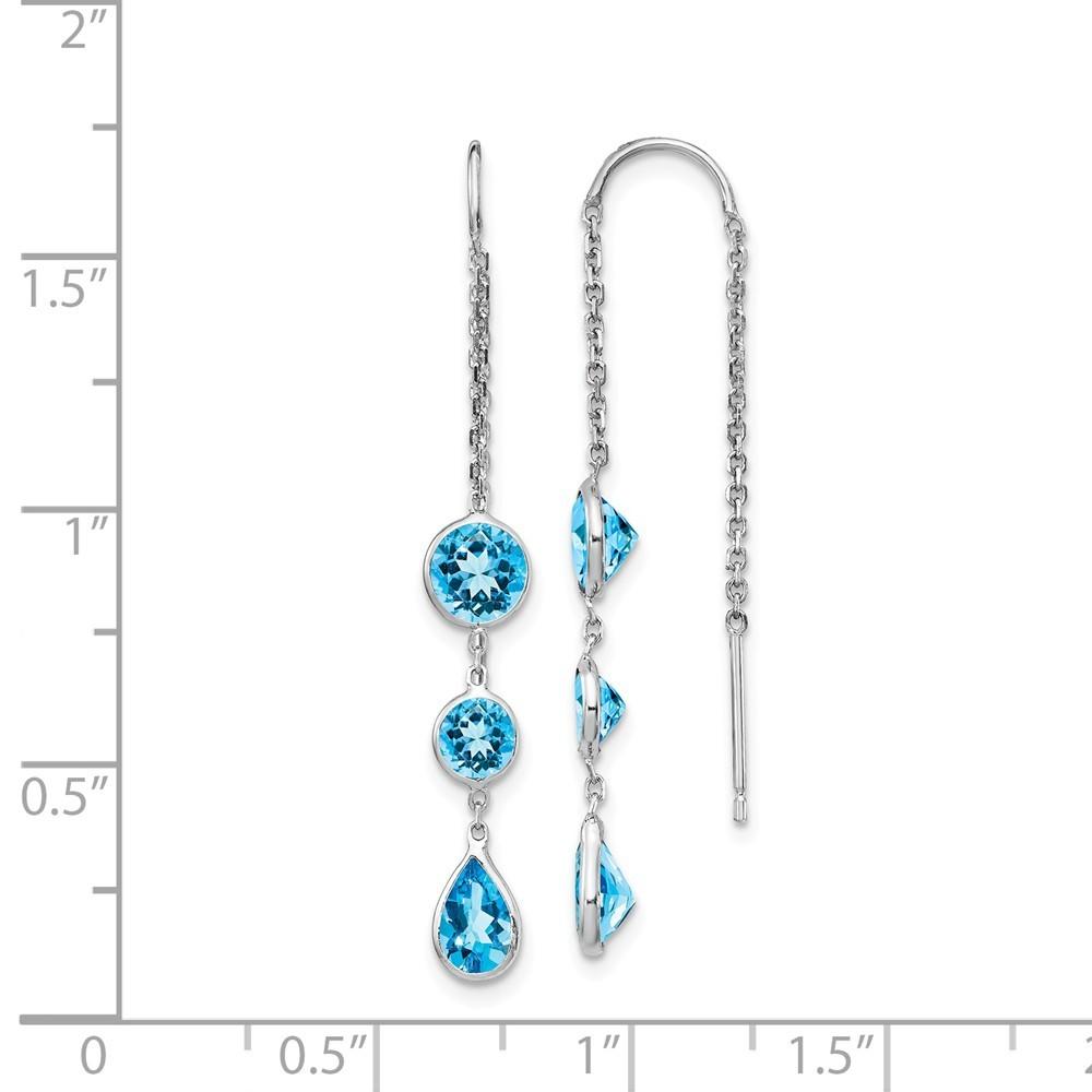 Jewelryweb 14k White Gold Blue Topaz Dangle U Wire Earrings - Measures 45x5mm Wide