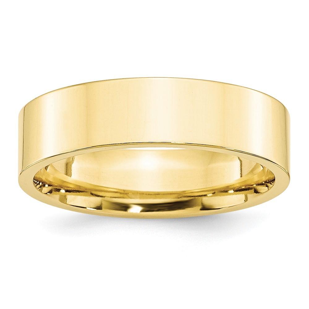 Jewelryweb 10k Yellow Gold 6mm Standard Flat Comfort Fit Band Size 5 Ring