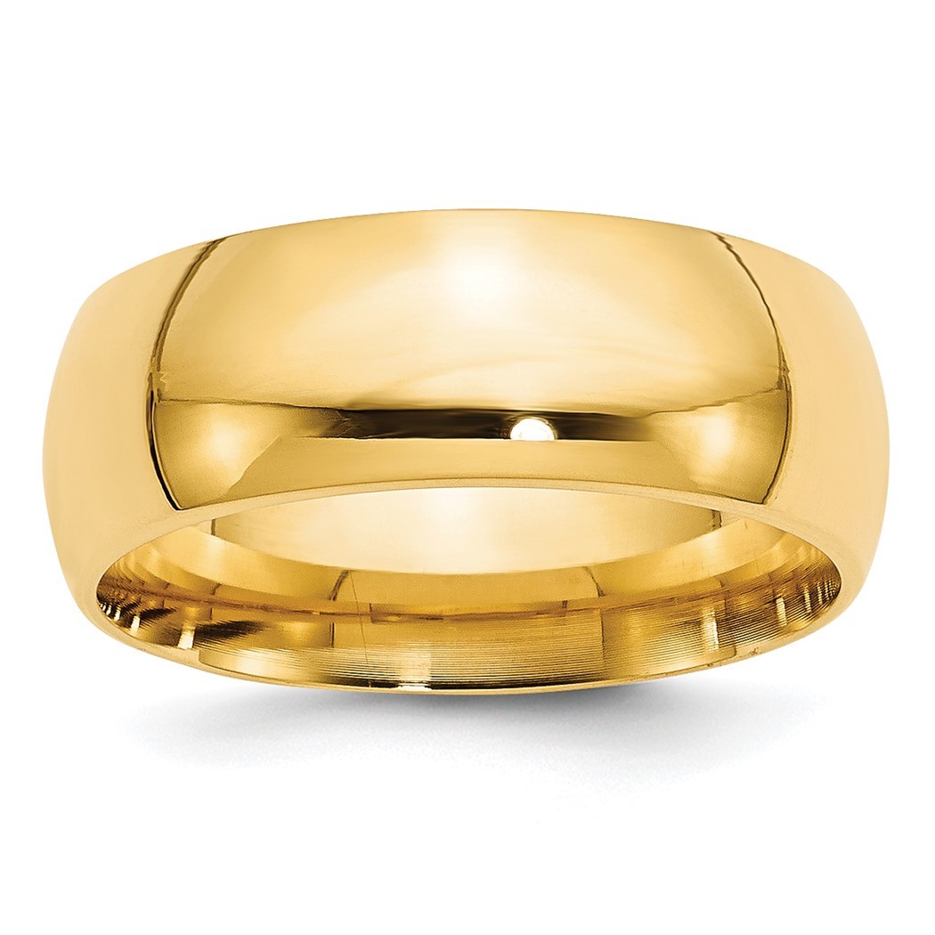 Jewelryweb 14k Yellow Gold 8mm Comfort-Fit Band Ring - Size 4