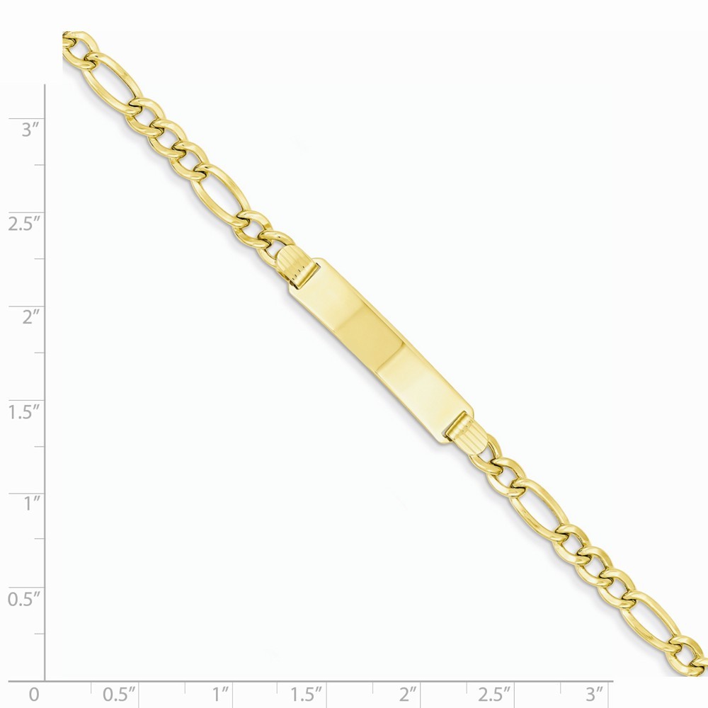 Jewelryweb 14k Yellow Gold ID Bracelet - 7 Inch - Lobster Claw - Measures 6.5mm Wide
