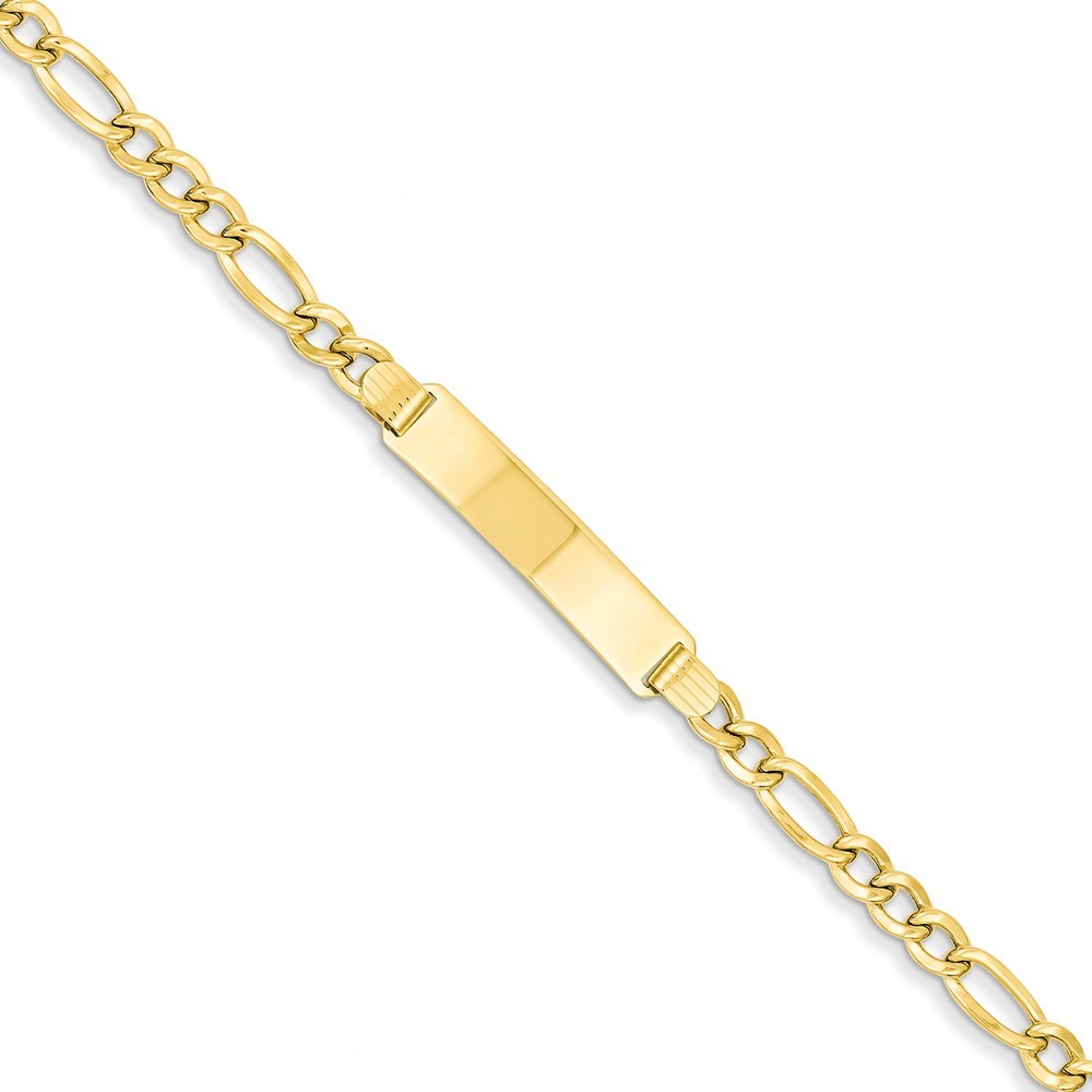 Jewelryweb 14k Yellow Gold ID Bracelet - 7 Inch - Lobster Claw - Measures 6.5mm Wide