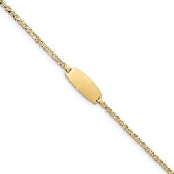 Jewelryweb 8.5mm 14k Yellow Oval ID Semi-solid Anchor Bracelet - 7 Inch
