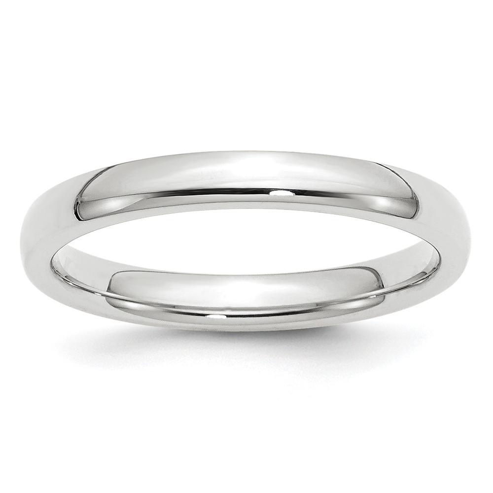 Jewelryweb 14k White Gold 3mm Standard Comfort Fit Band Size 12.5 Ring