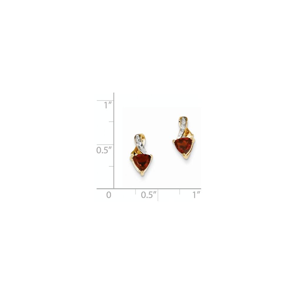 Jewelryweb 14k Yellow Gold Diamond and Garnet Heart Post Earrings
