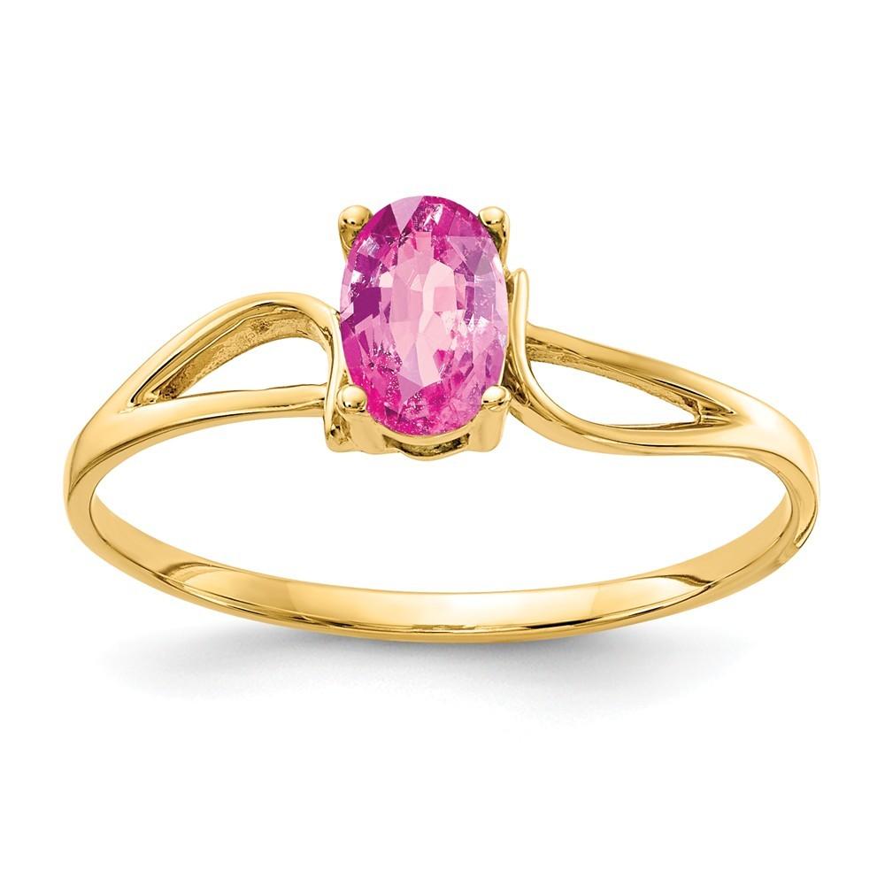 Jewelryweb 14k 6x4mm Oval Pink Sapphire Ring - Size 6.00