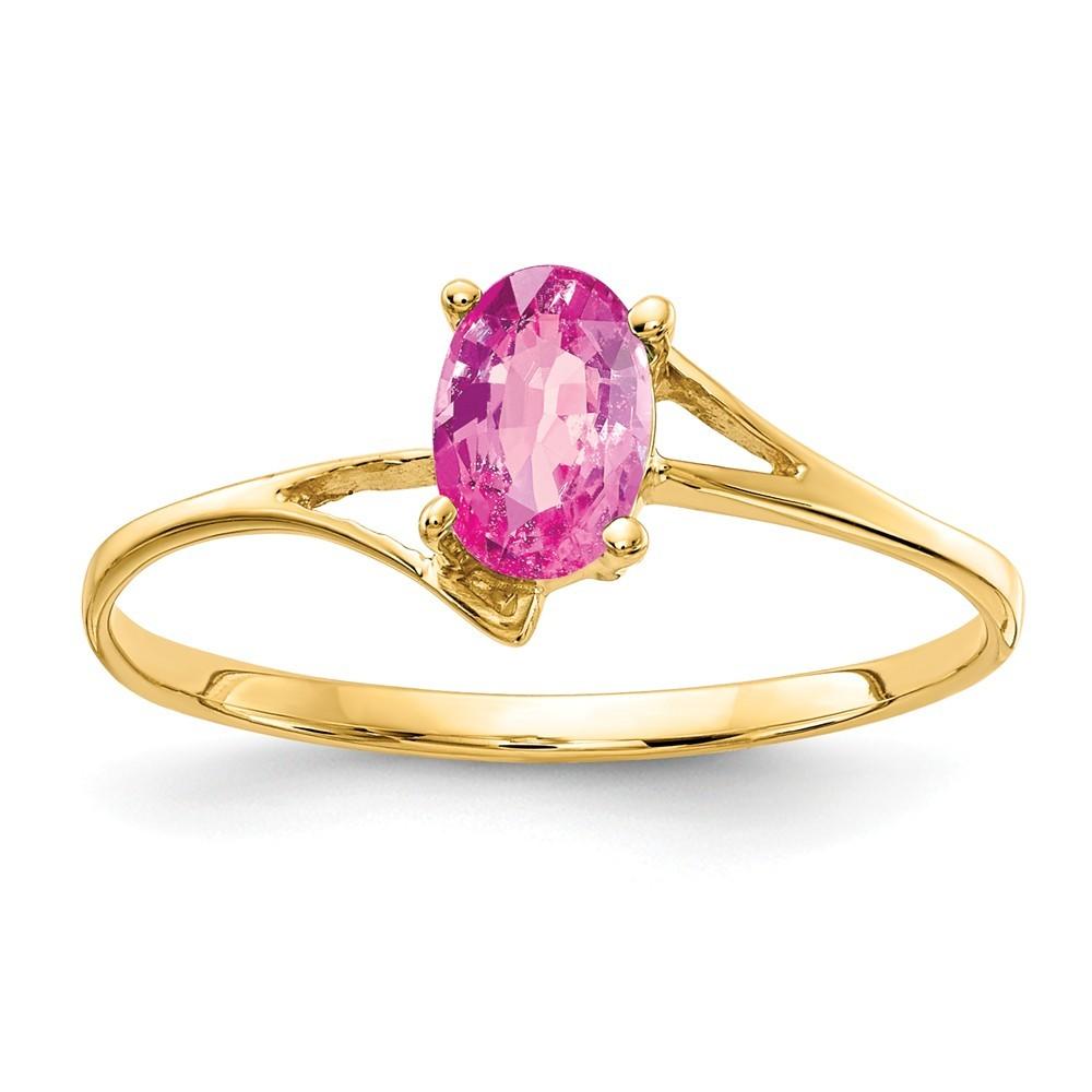 Jewelryweb 14k 6x4mm Oval Pink Sapphire Ring - Size 6.00
