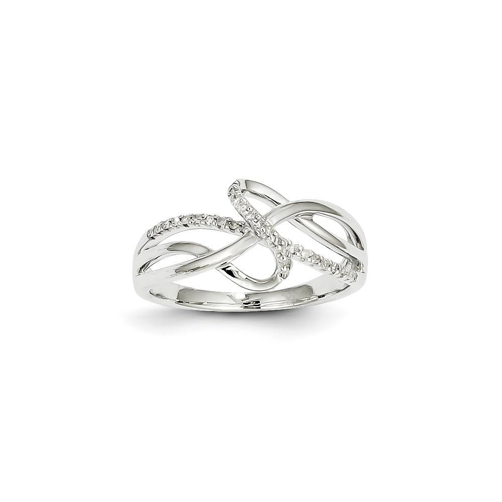 Jewelryweb 14k White Gold Diamond Twisted Design Ring