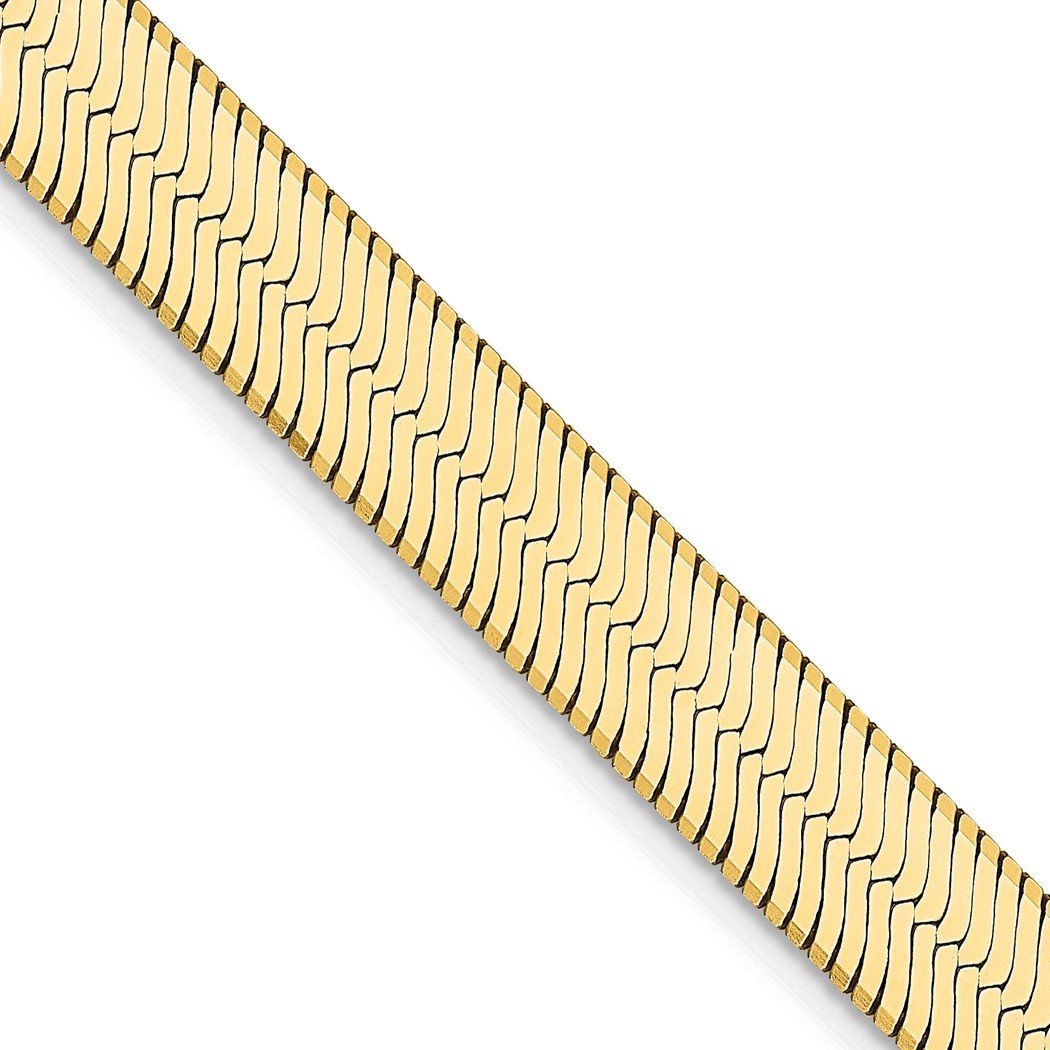 Jewelryweb 14k Yellow Gold 6.5mm Silky Herringbone Chain Bracelet - 8 Inch - Lobster Claw
