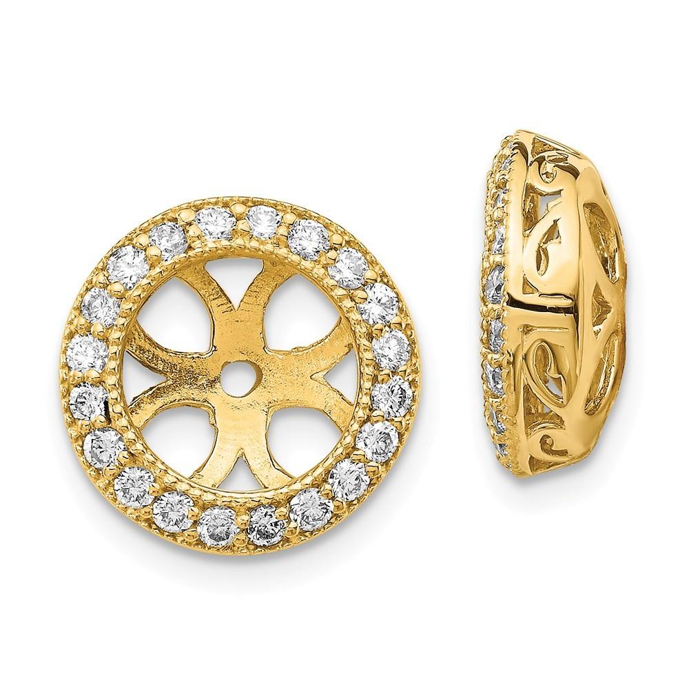 Jewelryweb 14k Yellow Gold Diamond Earrings Jacket - Measures 14x14mm Wide
