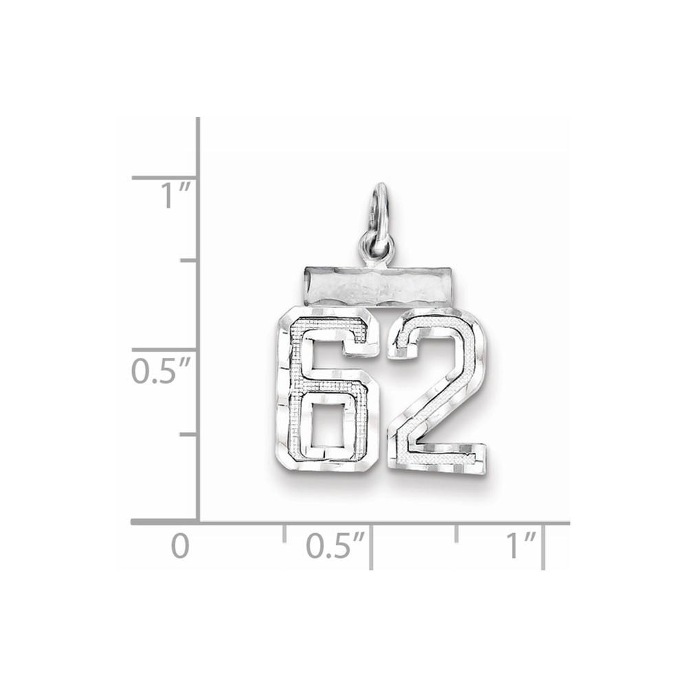 Jewelryweb Sterling Silver Small Number 62 Charm
