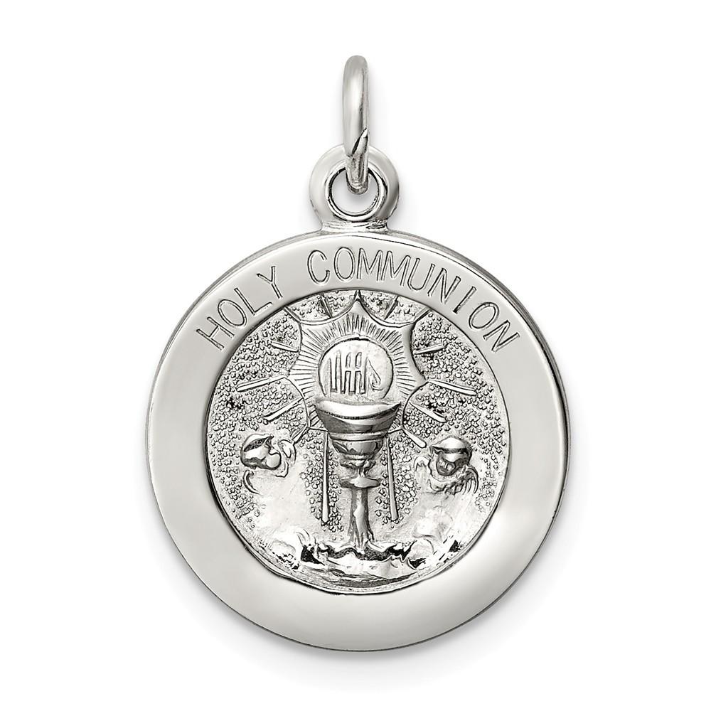 Jewelryweb Sterling Silver Holy Communion Medal Pendant