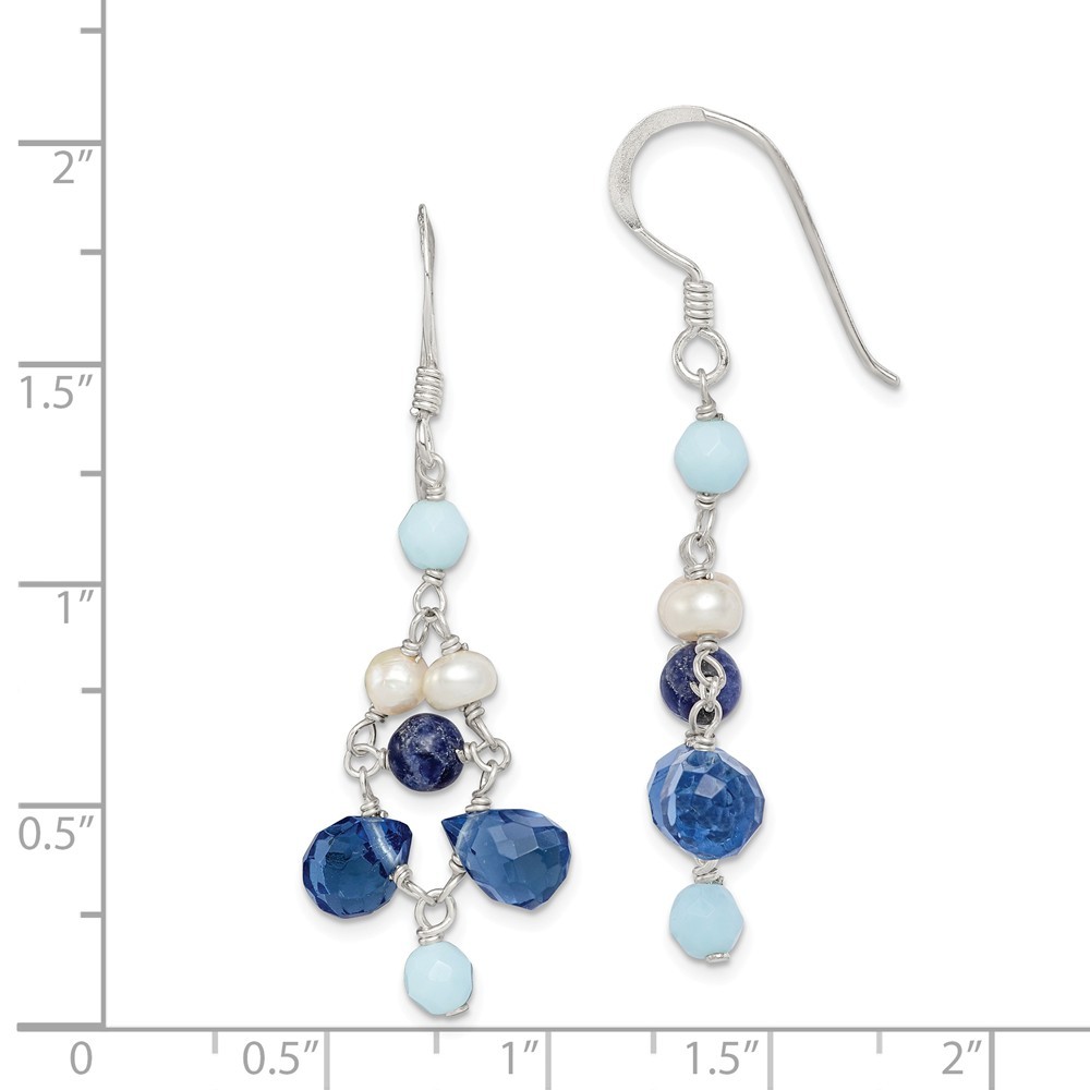 Jewelryweb Dark Blue Crystal Lapis Howlite Freshwater Cultured Pearl Earrings