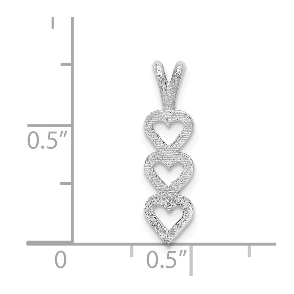 Jewelryweb 14k White Gold Triple Heart Pendant - Measures 5.9x18.6mm