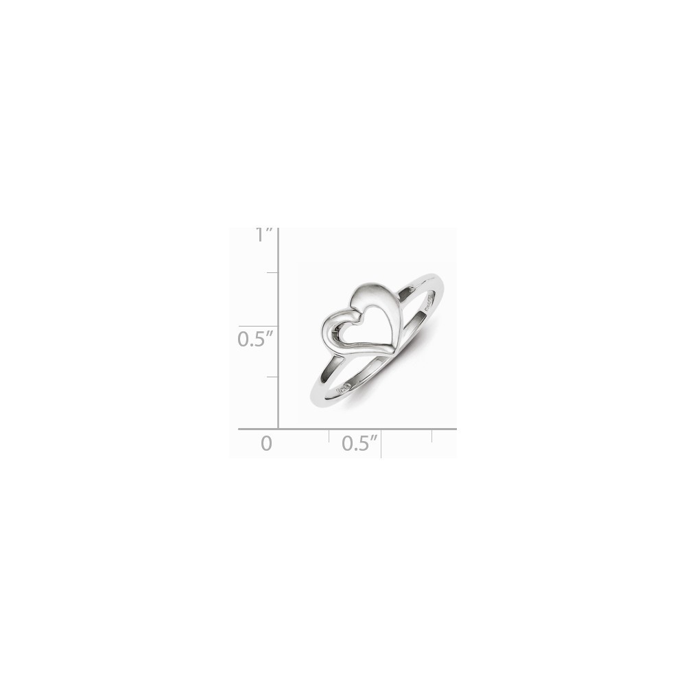 Jewelryweb Sterling Silver Rhodium Plated Scratch Open Heart Ring - Size 6
