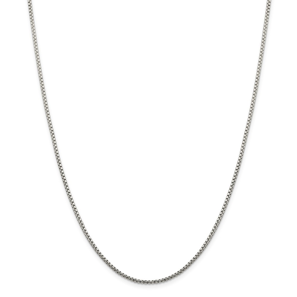 Jewelryweb Sterling Silver 1.75mm Half Round Sparkle-Cut Fancy Box Chain Necklace - 16 Inch