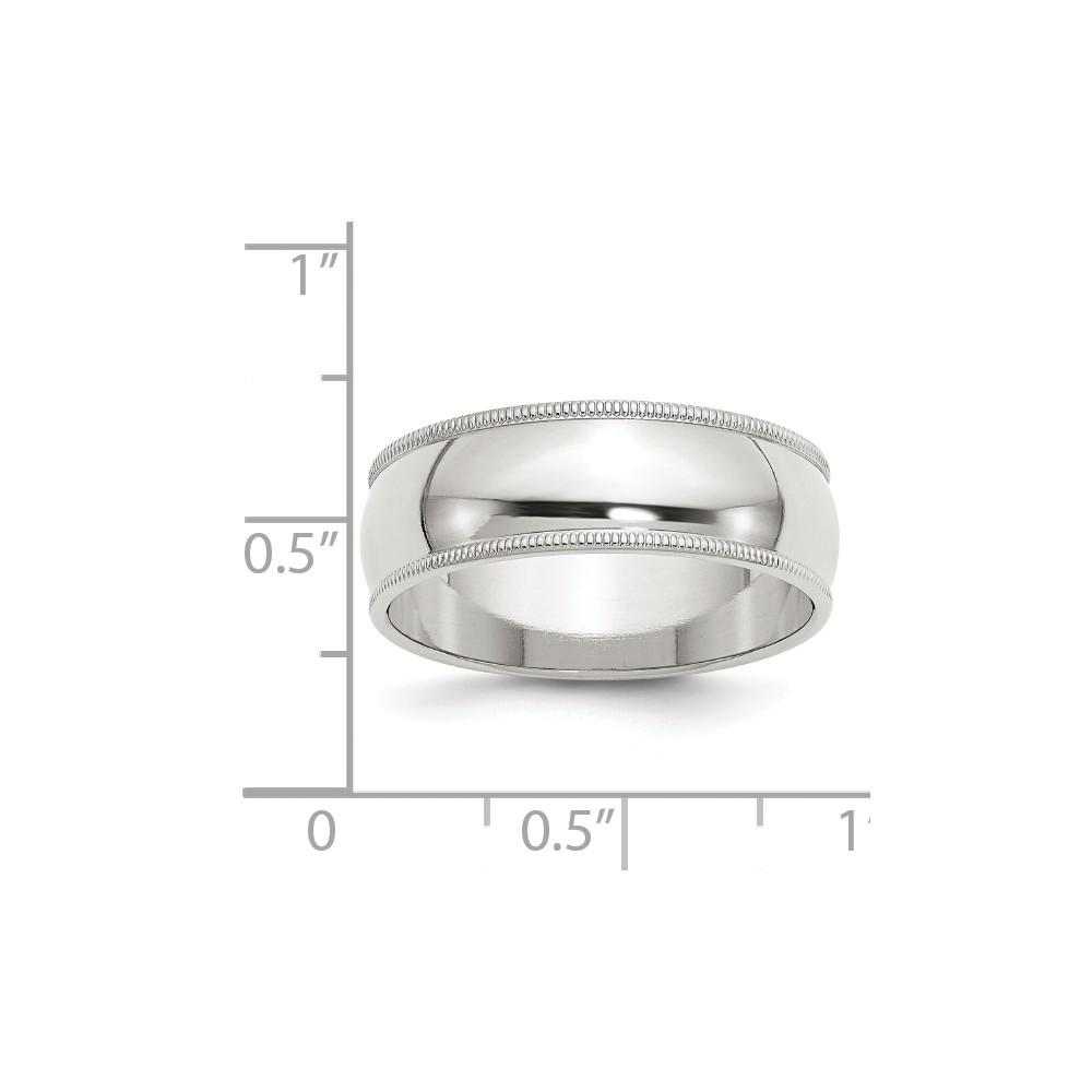 Jewelryweb Sterling Silver 7mm Milgrain Band Ring - Size 6.5