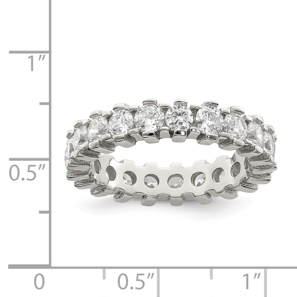 Jewelryweb Sterling Silver Cubic Zirconia Band Ring - Size 7