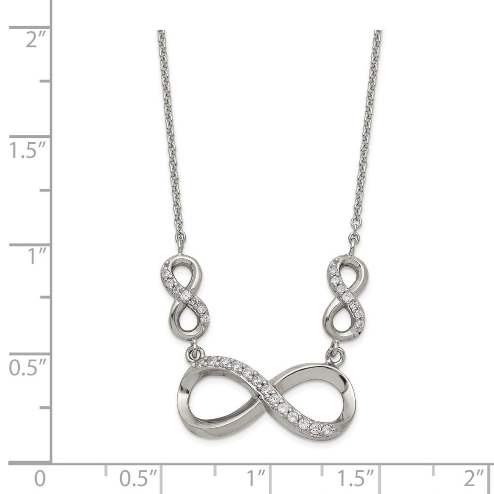 Jewelryweb Sterling Silver Polished Cubic Zirconia Infinity Symbol Necklace - 18 Inch