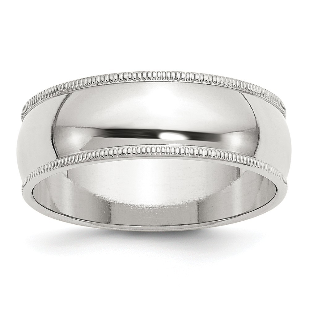 Jewelryweb Sterling Silver 7mm Half Round Milgrain Size 13.5 Band Ring