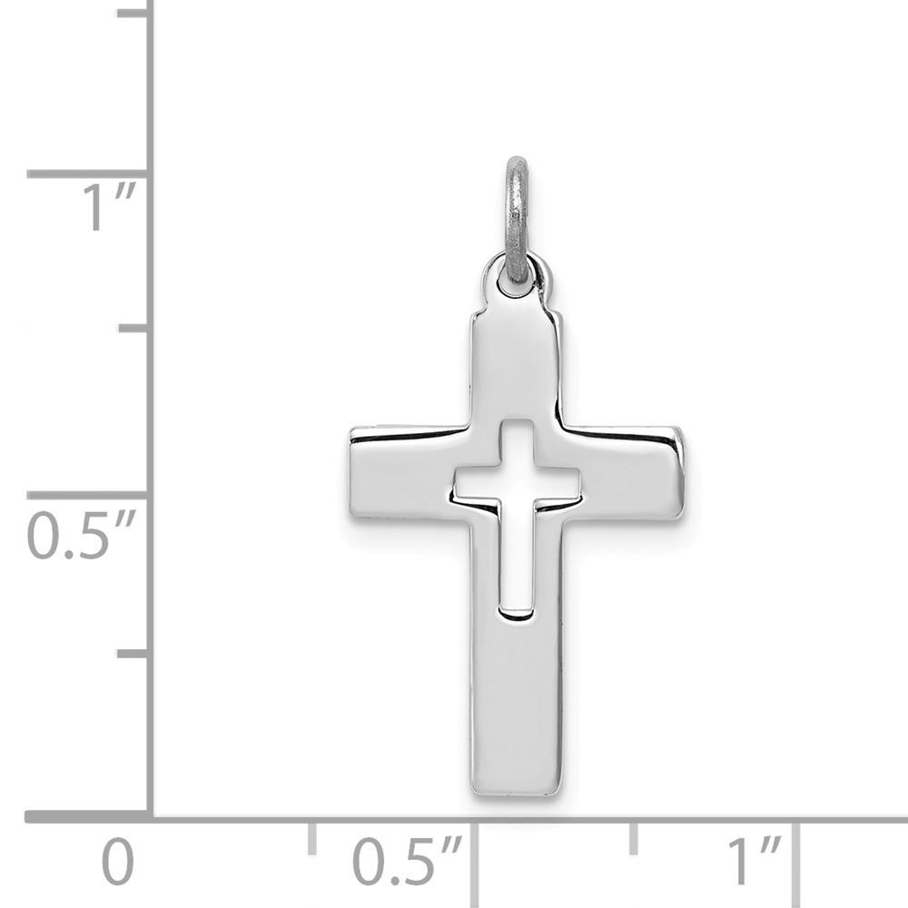 Jewelryweb Sterling Silver Cut-Out Cross Pendant