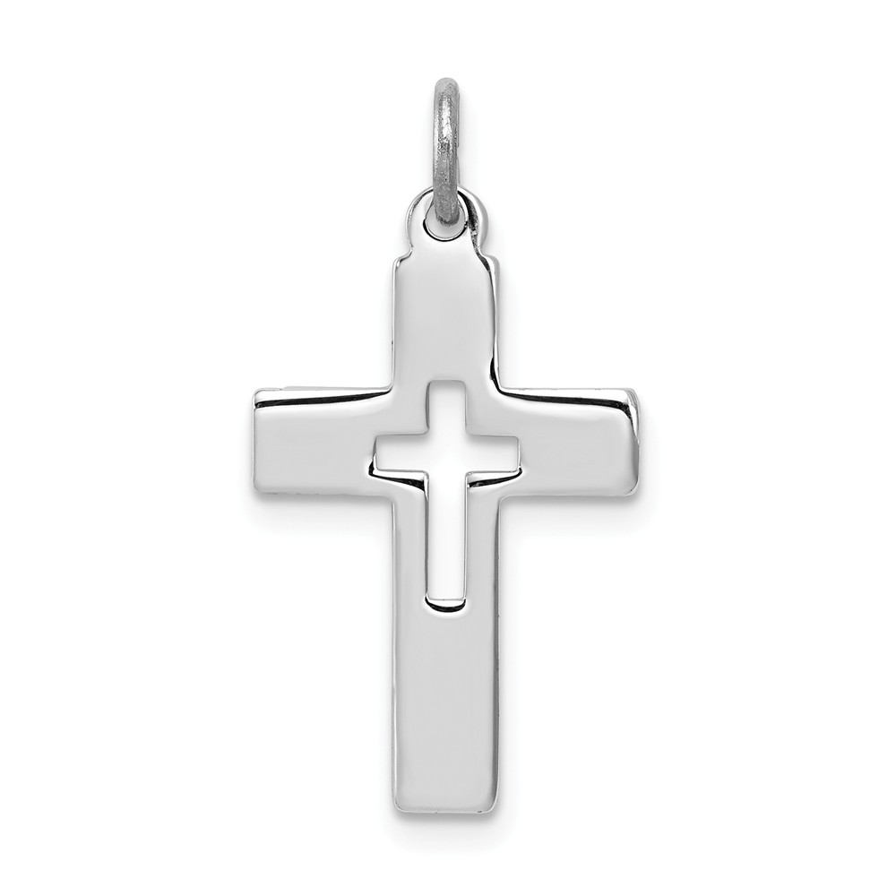 Jewelryweb Sterling Silver Cut-Out Cross Pendant