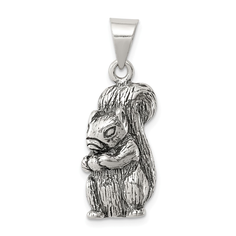 Jewelryweb Sterling Silver Antiqued Squirrel Charm