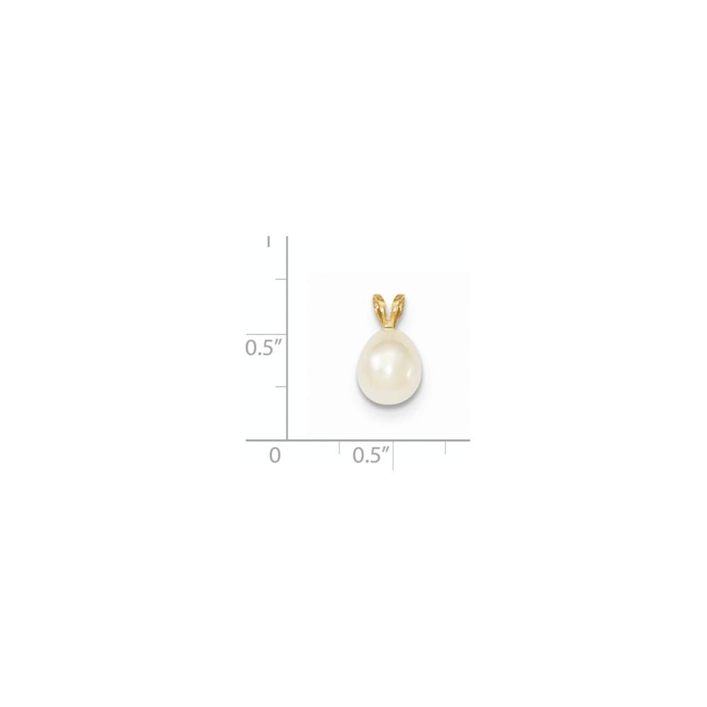 Jewelryweb 14k Yellow Gold 7mm Freshwater Cultured Rice Pearl Pendant