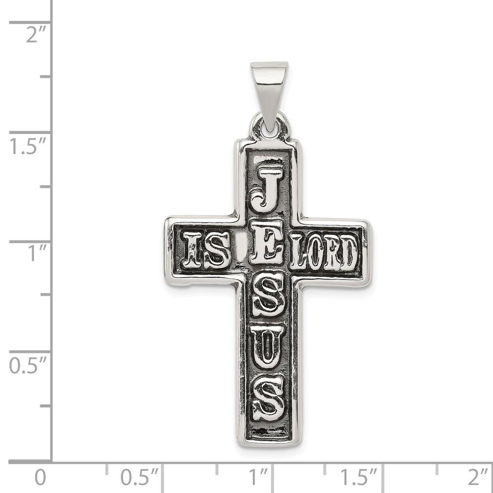 Jewelryweb Sterling Silver Antiqued Jesus Is Lord Cross Pendant
