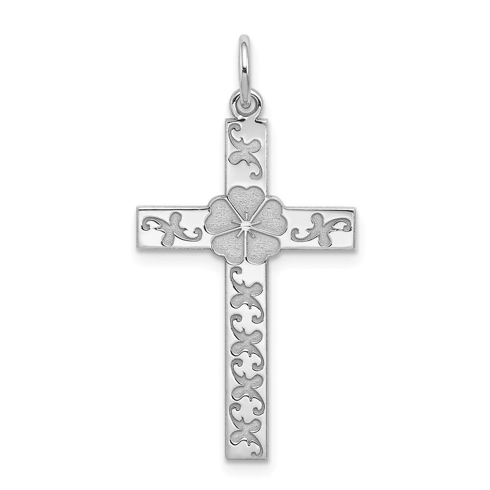 Jewelryweb Sterling Silver Laser Designed Cross Pendant