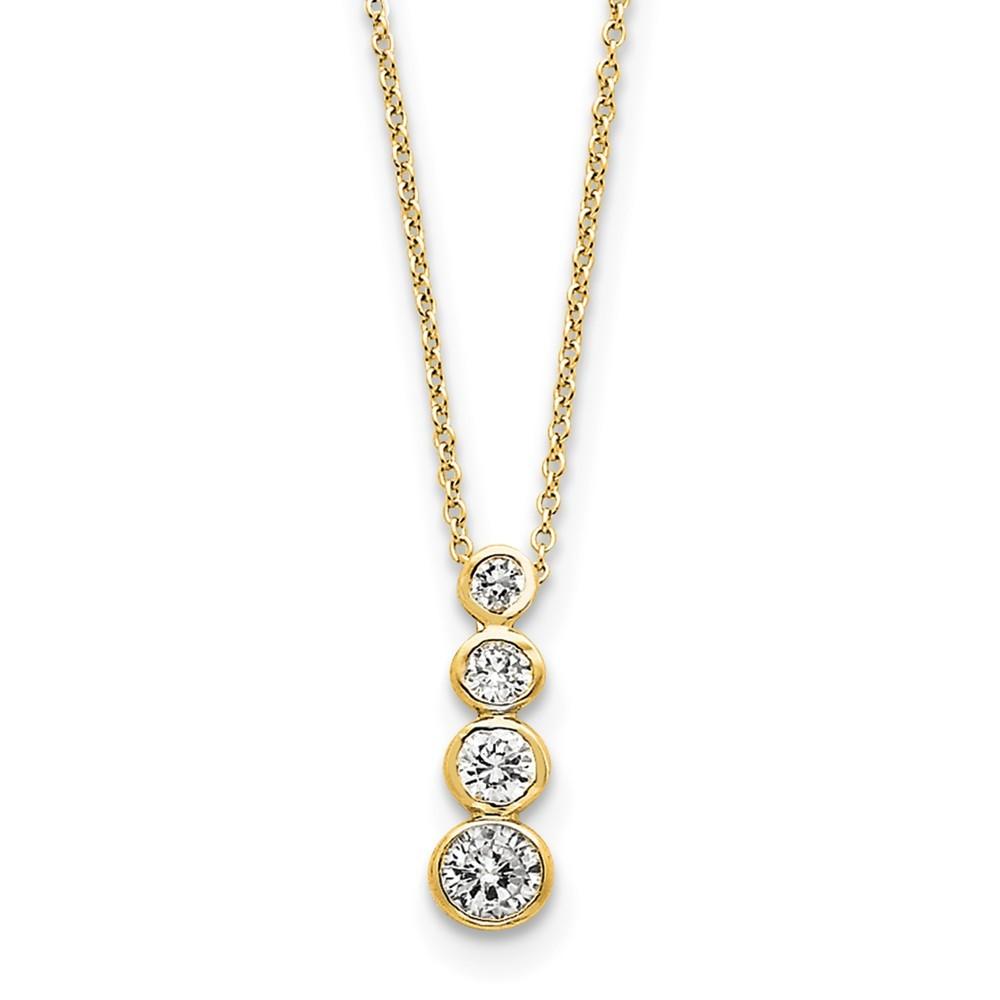 Jewelryweb Sterling Silver Gold-Flashed Cubic Zirconia Journey Necklace - 18 Inch - Spring Ring