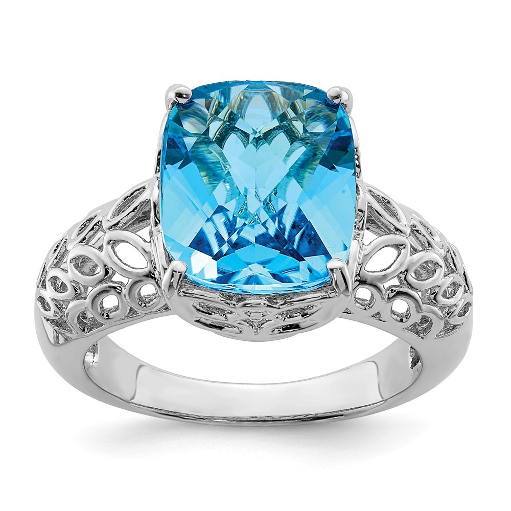 Jewelryweb Sterling Silver Blue Topaz Ring - Size 5